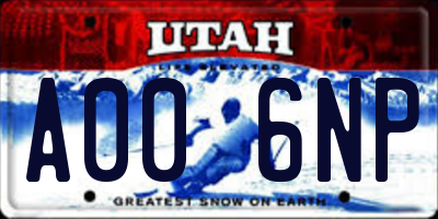 UT license plate A006NP