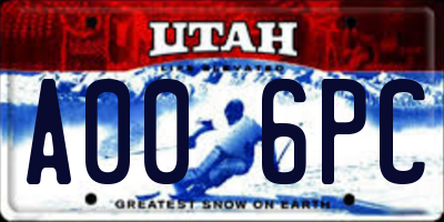 UT license plate A006PC