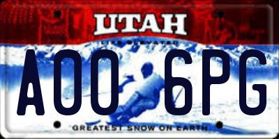 UT license plate A006PG