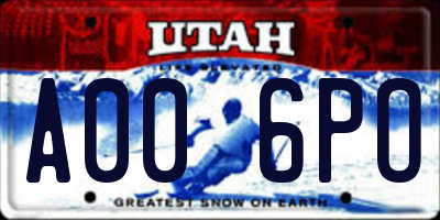 UT license plate A006PO