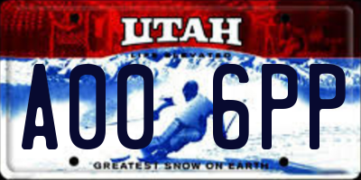 UT license plate A006PP