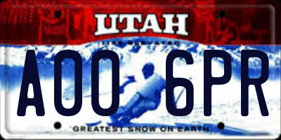 UT license plate A006PR