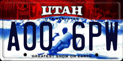 UT license plate A006PW