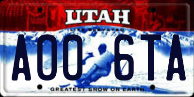 UT license plate A006TA