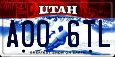UT license plate A006TL