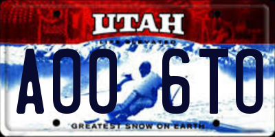 UT license plate A006TO