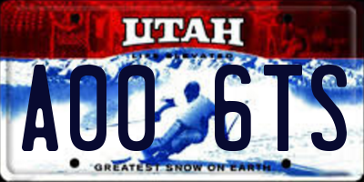 UT license plate A006TS