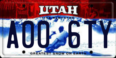 UT license plate A006TY