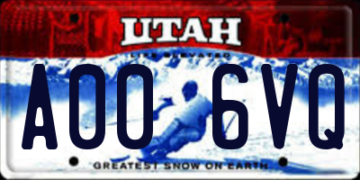 UT license plate A006VQ