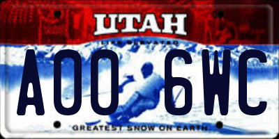 UT license plate A006WC