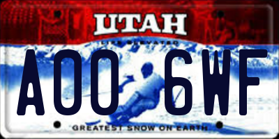 UT license plate A006WF