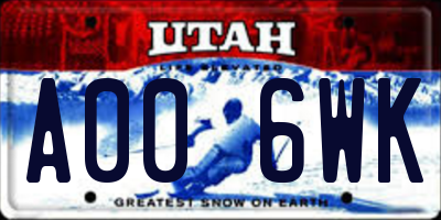 UT license plate A006WK