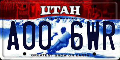 UT license plate A006WR