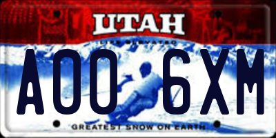 UT license plate A006XM