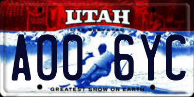 UT license plate A006YC