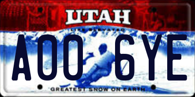 UT license plate A006YE