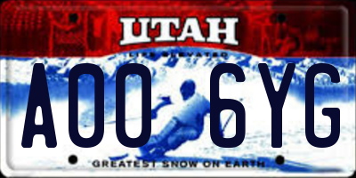 UT license plate A006YG