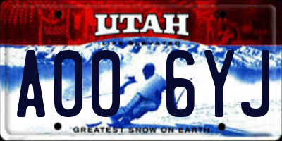 UT license plate A006YJ