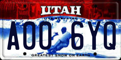 UT license plate A006YQ