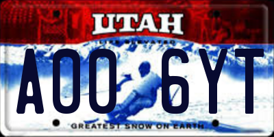 UT license plate A006YT