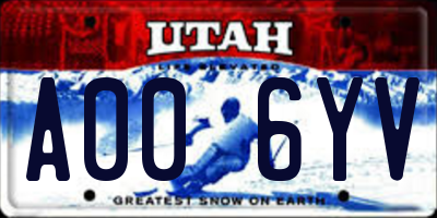 UT license plate A006YV