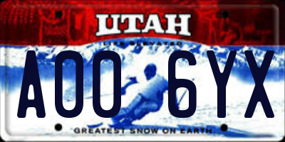 UT license plate A006YX