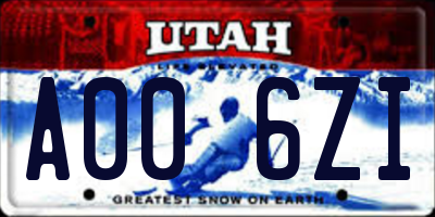 UT license plate A006ZI