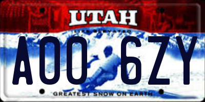 UT license plate A006ZY