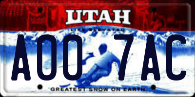 UT license plate A007AC