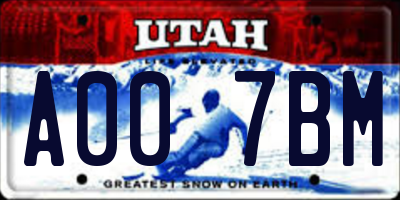 UT license plate A007BM