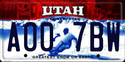 UT license plate A007BW