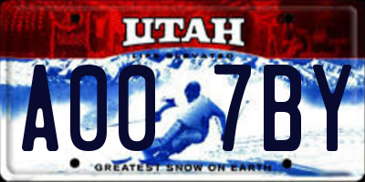 UT license plate A007BY