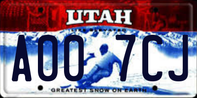 UT license plate A007CJ