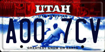 UT license plate A007CV