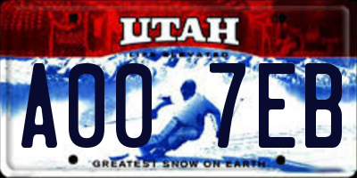 UT license plate A007EB