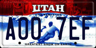 UT license plate A007EF