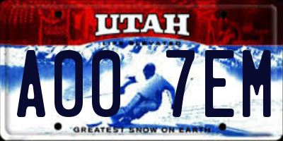 UT license plate A007EM