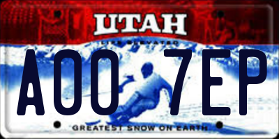 UT license plate A007EP