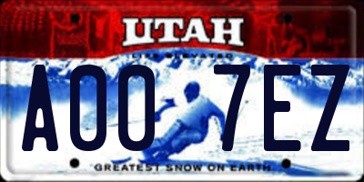 UT license plate A007EZ