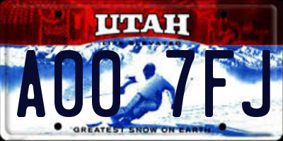 UT license plate A007FJ