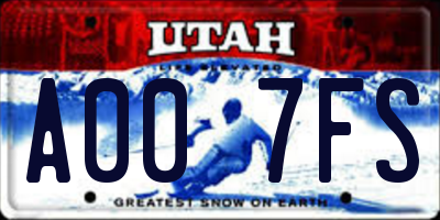 UT license plate A007FS