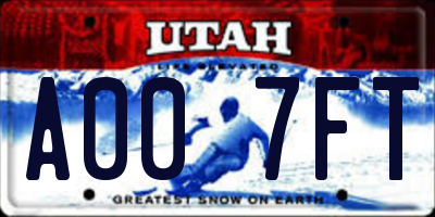 UT license plate A007FT