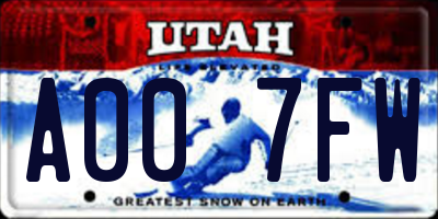 UT license plate A007FW