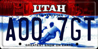 UT license plate A007GT