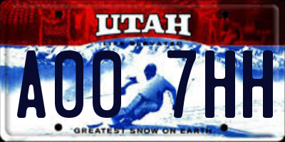 UT license plate A007HH