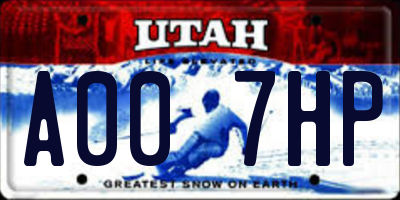 UT license plate A007HP