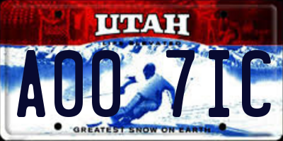 UT license plate A007IC