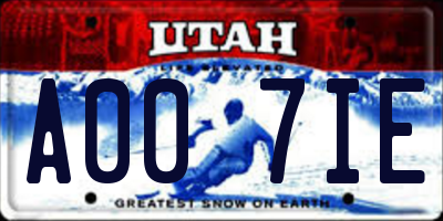 UT license plate A007IE