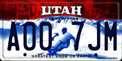 UT license plate A007JM