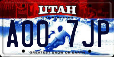 UT license plate A007JP